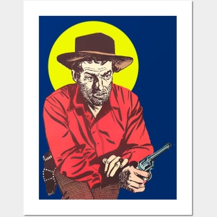 western cowboy with revolver in the wild west Posters and Art